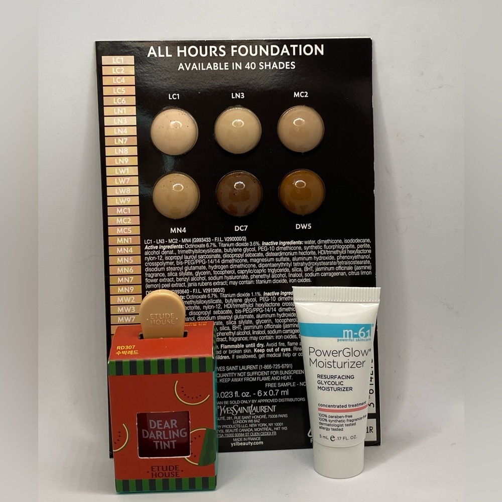 New YSL All Hours Foundation Samples, Korean Dear Darling tint (actual sz)